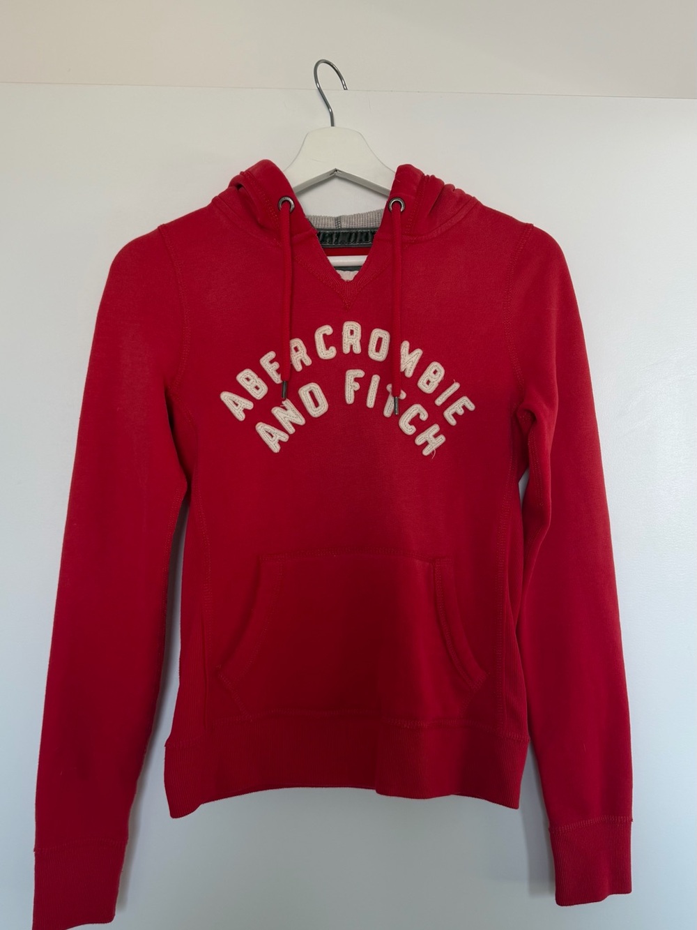 Abercrombie & Fitch Red Hoodie with Cream Logo
